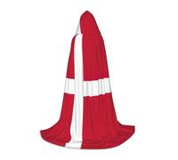 TTYDOKLA Danish Flag Print Hooded Cloak,Wizard And Renaissance Costume Cape With Hood,For Role Play And Parties