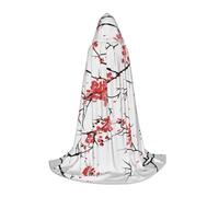 TTYDOKLA Delicate Cherry Blossoms Print Hooded Cloak,Wizard And Renaissance Costume Cape With Hood,For Role Play And Parties