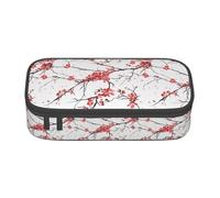 TTYDOKLA Delicate Cherry Blossoms Print Oxford Cloth Pencil Pouch with Multiple Compartments,Great for Travel Or Office