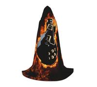 TTYDOKLA Electric Guitar Print Hooded Cloak,Wizard And Renaissance Costume Cape With Hood,For Role Play And Parties