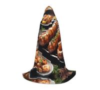 TTYDOKLA Fast Food Print Hooded Cloak,Wizard And Renaissance Costume Cape With Hood,For Role Play And Parties