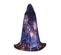 TTYDOKLA Fireworks Print Hooded Cloak,Wizard And Renaissance Costume Cape With Hood,For Role Play And Parties