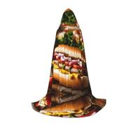 TTYDOKLA Food Pattern Funny Print Hooded Cloak,Wizard And Renaissance Costume Cape With Hood,For Role Play And Parties
