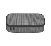TTYDOKLA Gray Plaid Lines Print Oxford Cloth Pencil Pouch with Multiple Compartments,Great for Travel Or Office