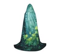 TTYDOKLA Illustration Digital Art Leaf Print Hooded Cloak,Wizard And Renaissance Costume Cape With Hood,For Role Play And Parties