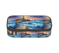 TTYDOKLA Lighthouses Print Oxford Cloth Pencil Pouch with Multiple Compartments,Great for Travel Or Office