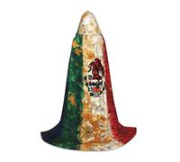 TTYDOKLA Mexican American Flag Print Hooded Cloak,Wizard And Renaissance Costume Cape With Hood,For Role Play And Parties