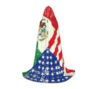 TTYDOKLA Mexican American Flag Print Hooded Cloak,Wizard And Renaissance Costume Cape With Hood,For Role Play And Parties