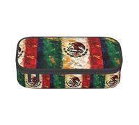 TTYDOKLA Mexican American Flag Print Oxford Cloth Pencil Pouch with Multiple Compartments,Great for Travel Or Office