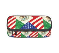 TTYDOKLA Mexican American Flag Print Oxford Cloth Pencil Pouch with Multiple Compartments,Great for Travel Or Office
