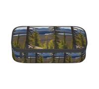 TTYDOKLA Moose Mountain Pine Tree Print Print Oxford Cloth Pencil Pouch with Multiple Compartments,Great for Travel Or Office