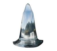 TTYDOKLA Mountain Waterfall Print Hooded Cloak,Wizard And Renaissance Costume Cape With Hood,For Role Play And Parties