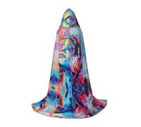 TTYDOKLA Music Print Hooded Cloak,Wizard And Renaissance Costume Cape With Hood,For Role Play And Parties