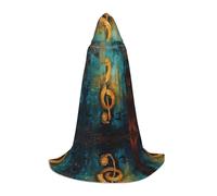 TTYDOKLA Music Symbol Print Hooded Cloak,Wizard And Renaissance Costume Cape With Hood,For Role Play And Parties