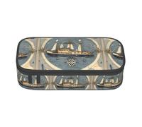 TTYDOKLA Nautical Sailboat Map Print Print Oxford Cloth Pencil Pouch with Multiple Compartments,Great for Travel Or Office