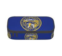 TTYDOKLA Nebraska Flag Print Oxford Cloth Pencil Pouch with Multiple Compartments,Great for Travel Or Office