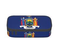 TTYDOKLA New York Flag Print Oxford Cloth Pencil Pouch with Multiple Compartments,Great for Travel Or Office