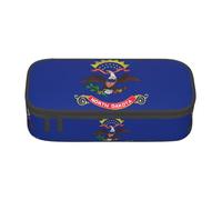 TTYDOKLA North Dakota State Flag Print Oxford Cloth Pencil Pouch with Multiple Compartments,Great for Travel Or Office