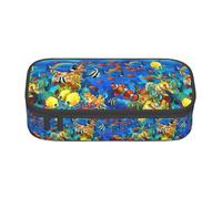 TTYDOKLA Ocean Tropical Fish Coral Undersea World Print Oxford Cloth Pencil Pouch with Multiple Compartments,Great for Travel Or Office