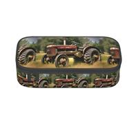 TTYDOKLA Old Tractor Photoes Farm Print Oxford Cloth Pencil Pouch with Multiple Compartments,Great for Travel Or Office