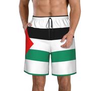 TTYDOKLA Palestine Flag Print Men's Swim Trunks,Comfortable Beach Shorts for Men,for Swimming,Surfing and Everyday Wear White