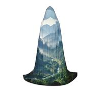 TTYDOKLA Parkway Mountain Print Hooded Cloak,Wizard And Renaissance Costume Cape With Hood,For Role Play And Parties