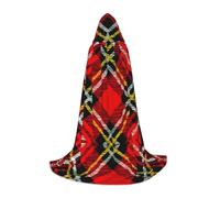 TTYDOKLA Plaid Red And Black Print Hooded Cloak,Wizard And Renaissance Costume Cape With Hood,For Role Play And Parties