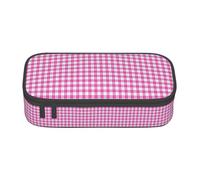 TTYDOKLA Red Plaid Print Oxford Cloth Pencil Pouch with Multiple Compartments,Great for Travel Or Office