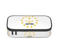 TTYDOKLA Rhode Island State Flag Print Oxford Cloth Pencil Pouch with Multiple Compartments,Great for Travel Or Office