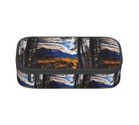 TTYDOKLA Rocky Mountain Range Print Oxford Cloth Pencil Pouch with Multiple Compartments,Great for Travel Or Office