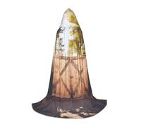 TTYDOKLA Rustic Stall Wooden Door Print Hooded Cloak,Wizard And Renaissance Costume Cape With Hood,For Role Play And Parties