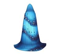 TTYDOKLA Sky Blue Musical Notes Print Hooded Cloak,Wizard And Renaissance Costume Cape With Hood,For Role Play And Parties