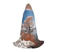 TTYDOKLA Sky Through The Tree Print Hooded Cloak,Wizard And Renaissance Costume Cape With Hood,For Role Play And Parties