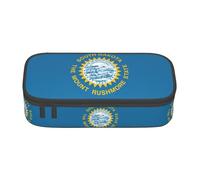 TTYDOKLA South Dakota Flag Print Oxford Cloth Pencil Pouch with Multiple Compartments,Great for Travel Or Office