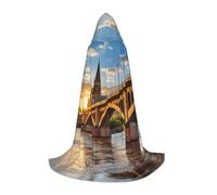 TTYDOKLA Strasbourg Sundown Print Hooded Cloak,Wizard And Renaissance Costume Cape With Hood,For Role Play And Parties
