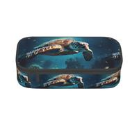 TTYDOKLA Submarine Turtle Under The Sea Print Oxford Cloth Pencil Pouch with Multiple Compartments,Great for Travel Or Office