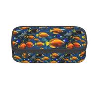 TTYDOKLA The Underwater World Tropical Fish Print Oxford Cloth Pencil Pouch with Multiple Compartments,Great for Travel Or Office