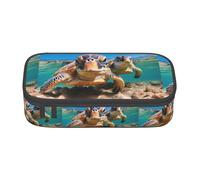 TTYDOKLA Two Submarine Turtles Under Print Oxford Cloth Pencil Pouch with Multiple Compartments,Great for Travel Or Office