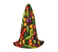 TTYDOKLA Vegetable Fruit Print Hooded Cloak,Wizard And Renaissance Costume Cape With Hood,For Role Play And Parties