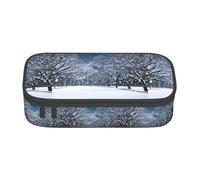 TTYDOKLA Winter Snow Falling in The Park Print Oxford Cloth Pencil Pouch with Multiple Compartments,Great for Travel Or Office