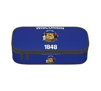 TTYDOKLA Wisconsin State Flag Print Oxford Cloth Pencil Pouch with Multiple Compartments,Great for Travel Or Office
