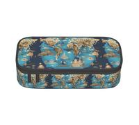 TTYDOKLA World Geography Map Print Oxford Cloth Pencil Pouch with Multiple Compartments,Great for Travel Or Office