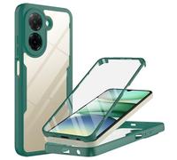 TTYSHTT Designed for Xiaomi Redmi A5 4G Case 6.88 Inch, 360 Full-Body Shockproof Case with Built-in Touch Sensitive Anti-Scratch Screen Protector Bumper Phone Case Cover - Green/Clear