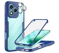 TTYSHTT For Honor 400 Lite 5G Case with Built-in Screen Protector with Camera Lens Protector, Military Grade Shockproof Clear Cover 360 Full Body Protective Rugged Bumper Phone Case， Blue/Clear