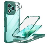 TTYSHTT For Honor 400 Lite 5G Case with Built-in Screen Protector with Camera Lens Protector, Military Grade Shockproof Clear Cover 360 Full Body Protective Rugged Bumper Phone Case， Green/Clear
