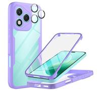 TTYSHTT For Honor 400 Lite 5G Case with Built-in Screen Protector with Camera Lens Protector, Military Grade Shockproof Clear Cover 360 Full Body Protective Rugged Bumper Phone Case，Purple/Clear
