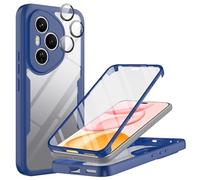 TTYSHTT For Honor 400 pro 5G Case with Built-in Screen Protector with Camera Lens Protector, Military Grade Shockproof Clear Cover 360 Full Body Protective Rugged Bumper Phone Case， Blue/Clear