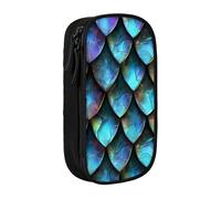 ttyuac 3D Magical Dragon Scales Pattern Print Pencil Case, Large Capacity 2 Compartment Dual Zips Pouch, Aesthetic Pencil case Stationery Organizer for Boys Girls Supplies Makeup Bag, Black