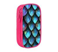 ttyuac 3D Magical Dragon Scales Pattern Print Pencil Case, Large Capacity 2 Compartment Dual Zips Pouch, Aesthetic Pencil case Stationery Organizer for Boys Girls Supplies Makeup Bag, Pink