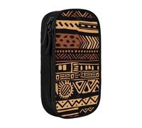 ttyuac African Mud Cloth Tribal 1 Print Pencil Case, Large Capacity 2 Compartment Dual Zips Pouch, Aesthetic Pencil case Stationery Organizer for Boys Girls Supplies Makeup Bag, Black
